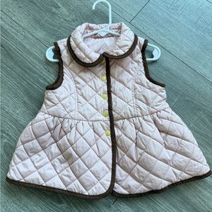 Janie and Jack Pink Quilted Vest with Brown Accents